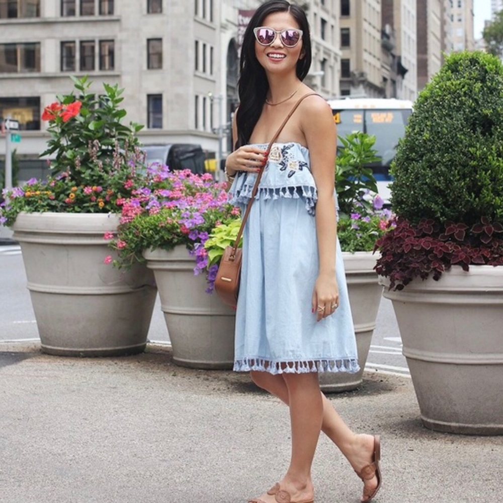 Chicwish Chambray Embroidery Dress